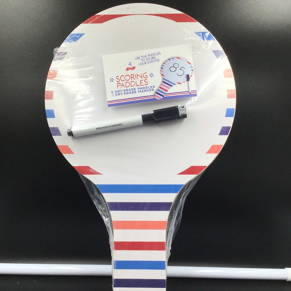 Made for Retail Dry Erase Scoring Paddles 3 Count with Dry-Erase Marker